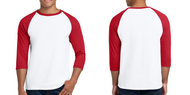 red 3/4 sleeve tee