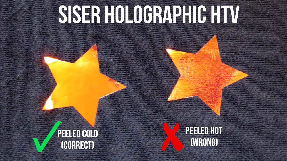 Siser Holgraphic HTV peeled hot vs cold comparisons